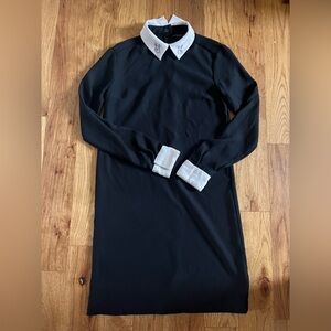 Victoria Beckham Black Dress with White Bunny Collar | XS